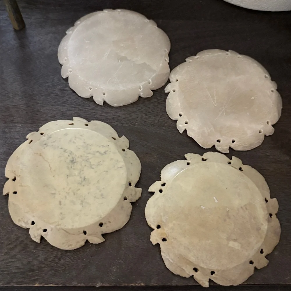 Floral Inlay Coasters Set of 4